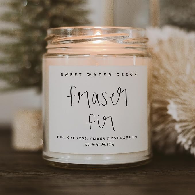 Fraser Fir Candle - Evergreen, Cedar, Winter Holiday Scented Soy Christmas Candles for Home, alternate product view 6