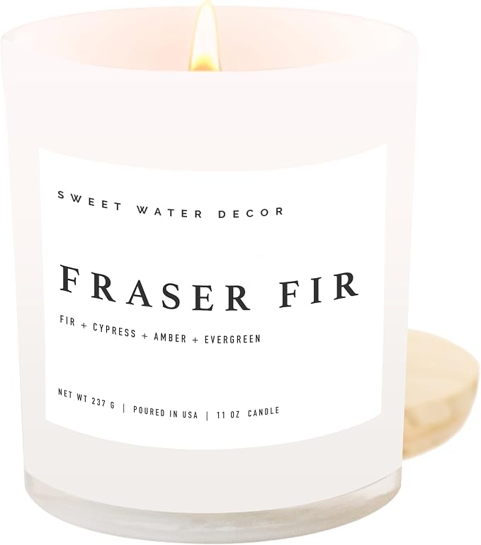 Fraser Fir Candle - Evergreen, Fir, Cedar, and Cypress Winter Holiday Scented Soy Christmas Candles for, product image
