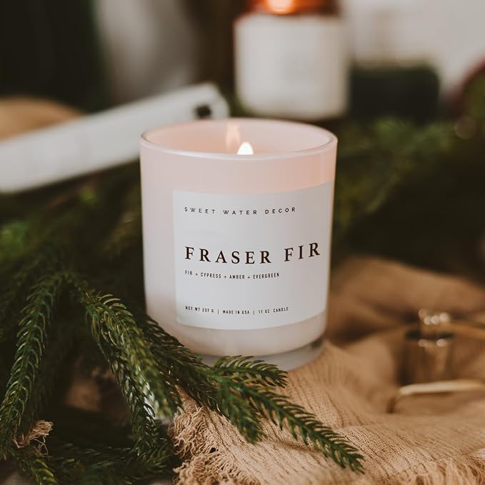 Fraser Fir Candle - Evergreen, Fir, Cedar, and Cypress Winter Holiday Scented Soy Christmas Candles for, alternate product