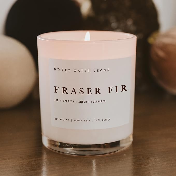 Fraser Fir Candle - Evergreen, Fir, Cedar, and Cypress Winter Holiday Scented Soy Christmas Candles for, alternate product