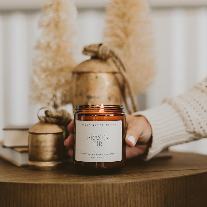 Fraser Fir Christmas Candles - Christmas Stocking Stuffers Cypress, Evergreen & Pine Scented Candles, alternate product view