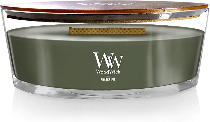 Fraser Fir Holiday Candle Gifts for Women and Men, 16 oz Ellipse Candle with Crackling Wick in Fraser Fir.
