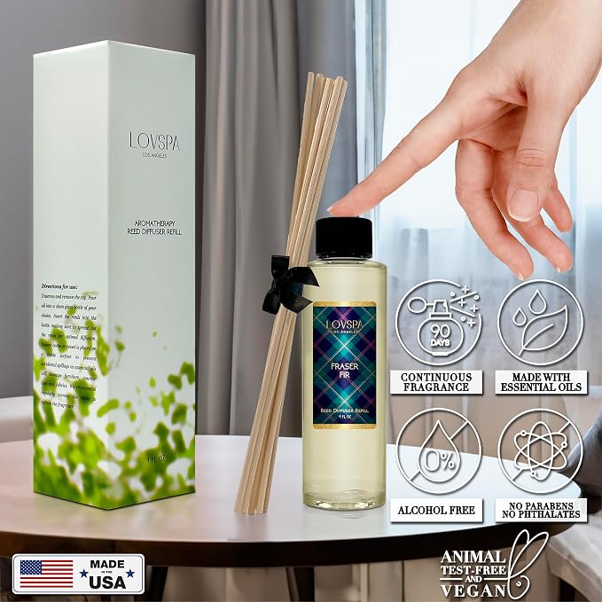 Fraser Fir Pine Diffuser Oil - Holiday Essential Oils for Diffuser Refill & Air Freshener Room Spray, alternate product view