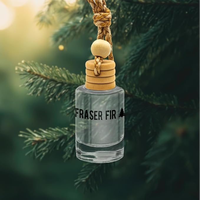 Fraser Fir Seasonal Car & Closet Air Freshener – Hanging Essential Oil Diffuser, Modern and Long Lasting Scent for Car