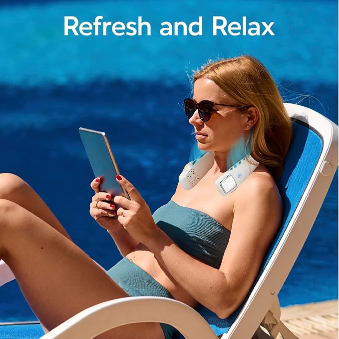 Freedom Personal Air Cooler - Portable 3-Speed Neck Fan, Hands-Free Wearable Design, Lightweight, Cordless And Rechargeable