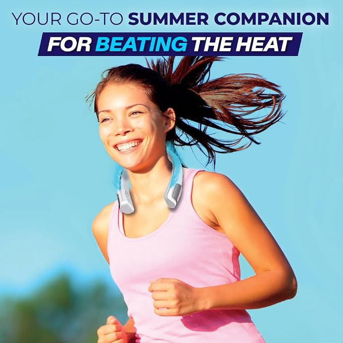 Freedom Touch Personal Neck Fan, 3-Speed Rechargeable Cooling Device, Long-lasting, Lightweight Portable Neck Cooler