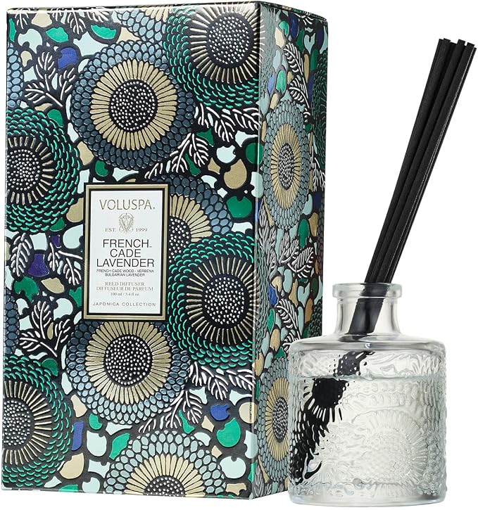 French Cade Lavender Scented Reed Diffuser, 3.4 oz, Luxury Woody Lavender Diffuser, Oil Reed Diffusers for Home, product