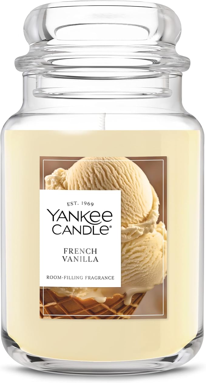 French Vanilla Scented Candle, 22oz Large Jar with up to 150 Hour Burn Time, Giftable, product image