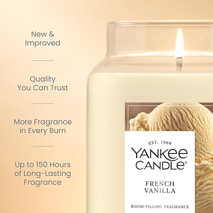 French Vanilla Scented Candle, 22oz Large Jar with up to 150 Hour Burn Time, Giftable, alternate product view 3
