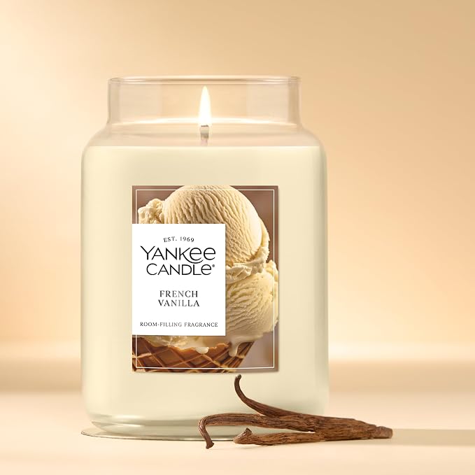 French Vanilla Scented Candle, 22oz Large Jar with up to 150 Hour Burn Time, Giftable, alternate product view 4