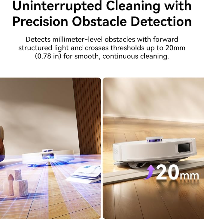 Freo S Robot Vacuum and Mop Combo, 8000Pa Suction, 180 Days Hands Free, Self-Emptying Base, LDS Navigation, Obstacle