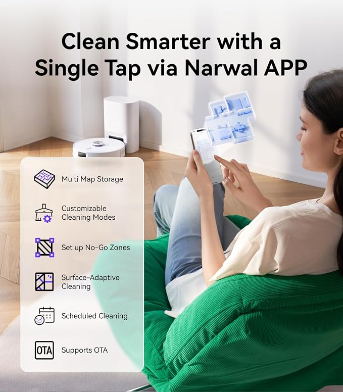 Freo S Robot Vacuum and Mop Combo, 8000Pa Suction, 180 Days Hands Free, Self-Emptying Base, LDS Navigation, Obstacle