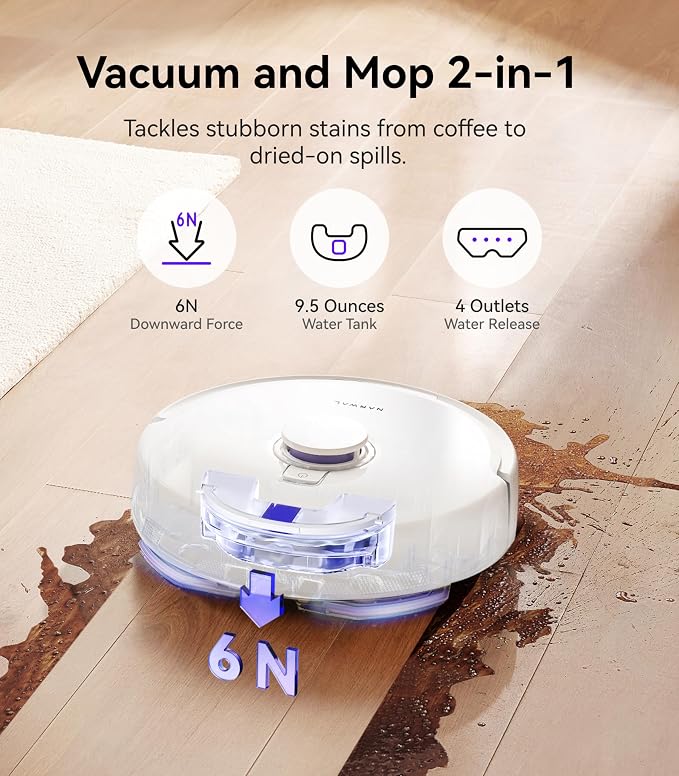 Freo X Plus Robot Vacuum and Mop, 7-Week Dust Storage, 7800Pa Suction, Zero Tangles, Tri-Laser Obstacle Avoidance, LiDAR