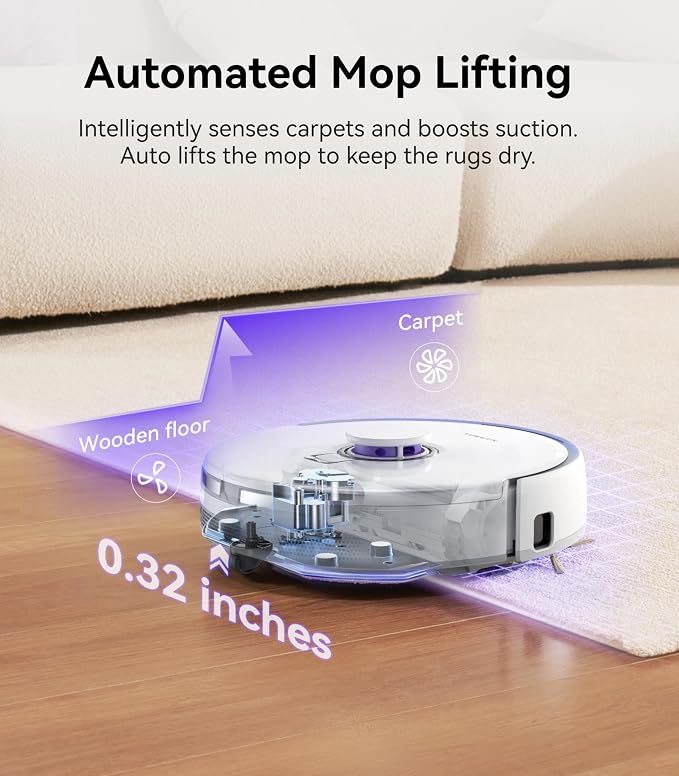 Freo X Plus Robot Vacuum and Mop, 7-Week Dust Storage, 7800Pa Suction, Zero Tangles, Tri-Laser Obstacle Avoidance, LiDAR