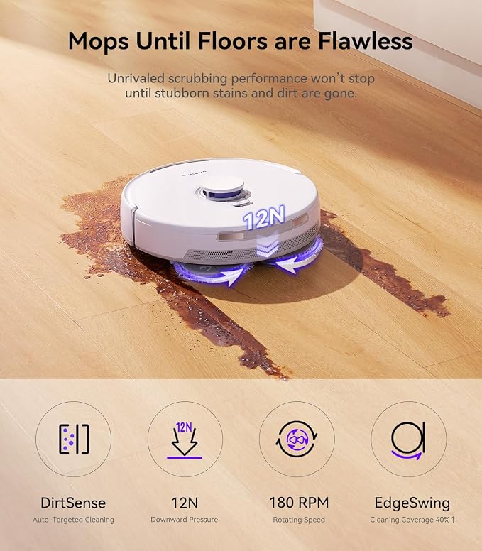 Freo X Ultra Robot Vacuum and Mop Combo, 8200Pa Robot Mop & Vacuum, Auto Mop Drying/Washing, Self-Empty, Zero-Tangling