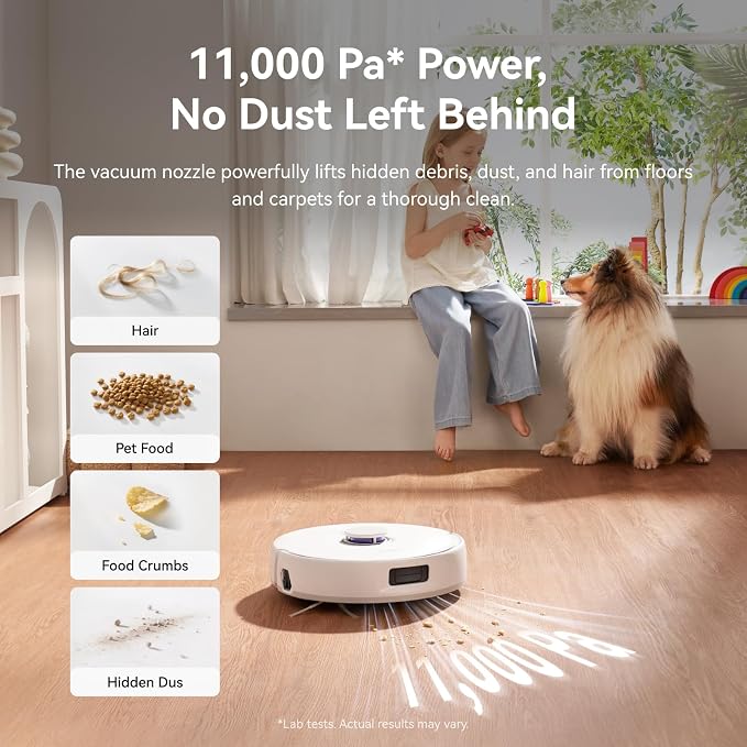 Freo X10 Pro Robot Vacuum and Mop Combo, 11,000Pa Suction,DualFlow Tangle-Free System,MopExtend Edge