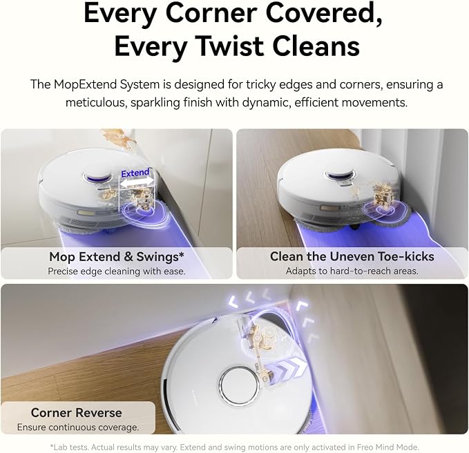 Freo X10 Pro Robot Vacuum and Mop Combo, 11,000Pa Suction,DualFlow Tangle-Free System,MopExtend Edge