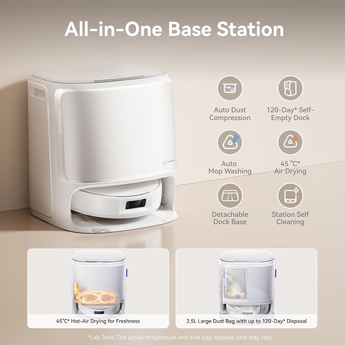Freo X10 Pro Robot Vacuum and Mop Combo, 11,000Pa Suction,DualFlow Tangle-Free System,MopExtend Edge