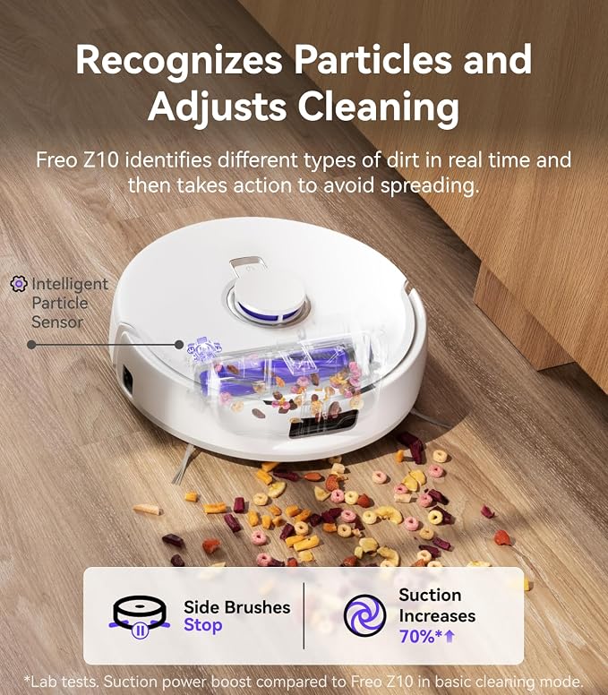 Freo Z10 Robot Vacuum and Mop Combo, Tangle Free Robot Mop, 15,000Pa Suction, Adapts to Hard-to-Reach Areas, Self-Emptying