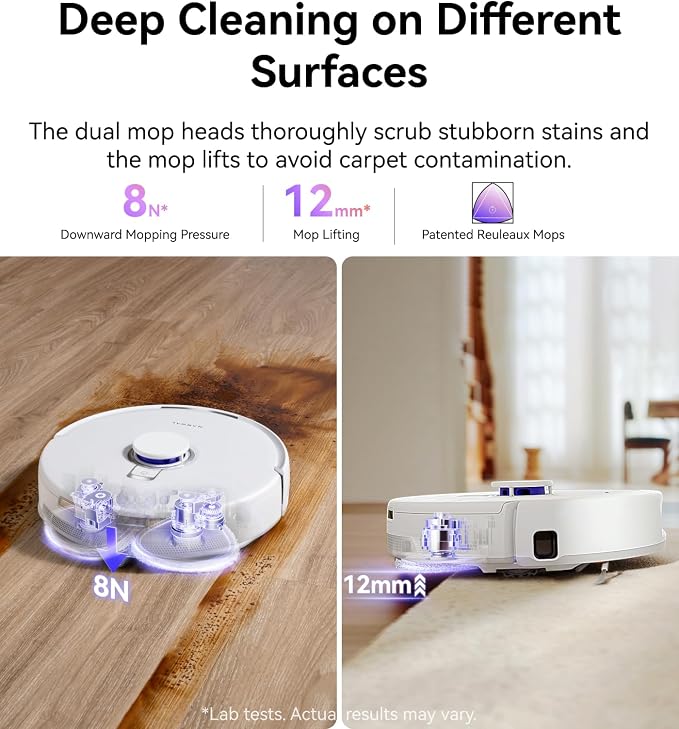 Freo Z10 Robot Vacuum and Mop Combo, Tangle Free Robot Mop, 15,000Pa Suction, Adapts to Hard-to-Reach Areas, Self-Emptying