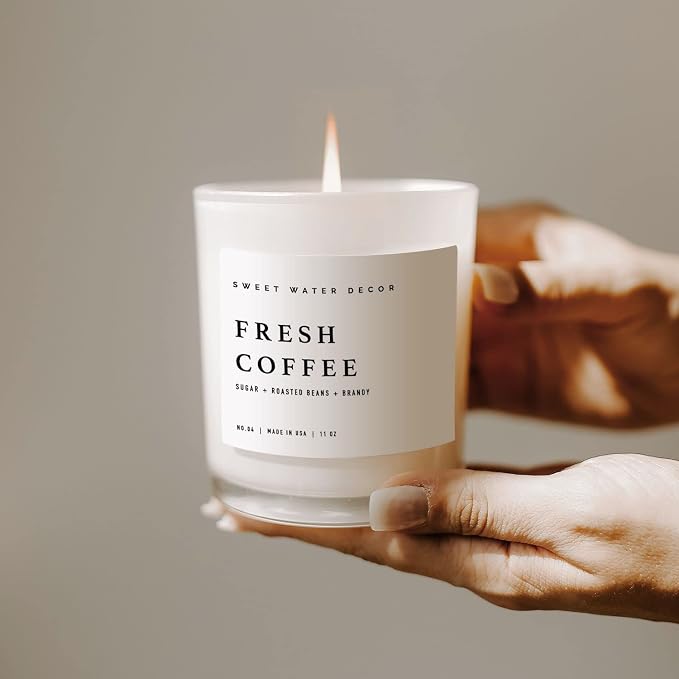 Fresh Coffee Candle - Kona Coffee, Mocha Latte, Caramel Creme Scented Soy Candles for Home, alternate product view 5