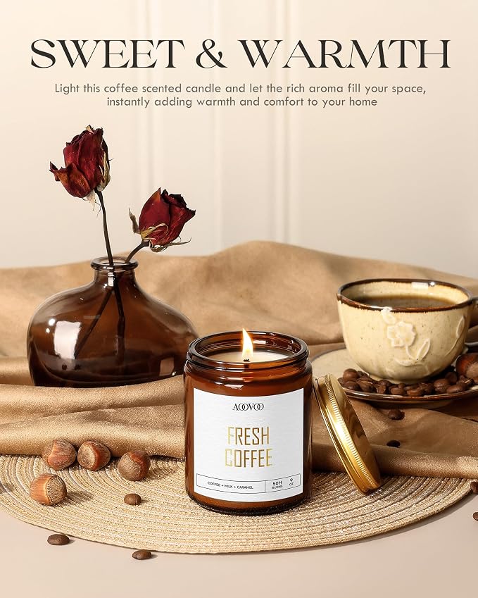 Fresh Coffee Candles - 9 oz Scented Candles, Aromatherapy Candle, Soy Candle for Home Scented, alternate product view 2