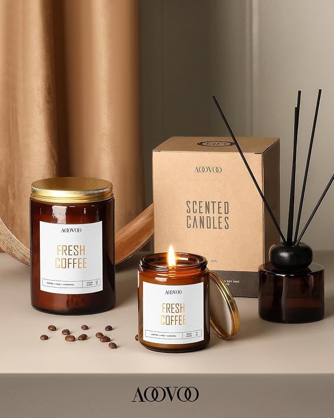Fresh Coffee Candles - 9 oz Scented Candles, Aromatherapy Candle, Soy Candle for Home Scented, alternate product view 6