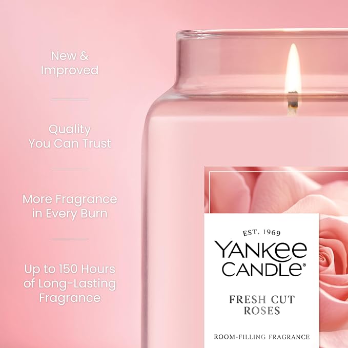 Fresh Cut Roses, Scented Candle, 22oz Large Jar with up to 150 Hour Burn Time, Giftable 22oz, alternate product view 3