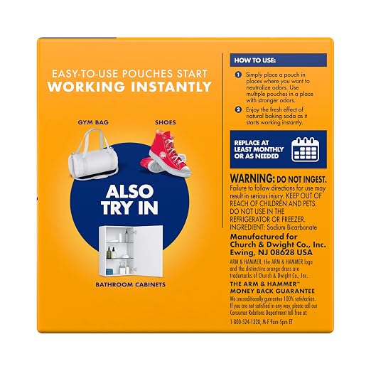 Fresh Effects Odor Neutralizing Baking Soda Pouches, Unscented Deodorizer for Long Lasting Freshness in Shoes, alternate