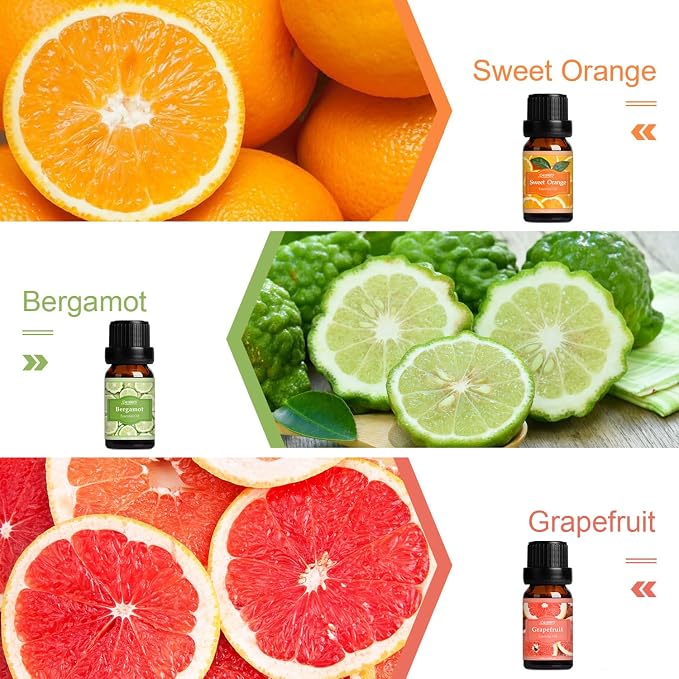 Fresh Fruit Fragrance Oils Set, Essential Oils for Diffuser, Candle, Soap Making - Strawberry, Sweet Orange, Pineapple