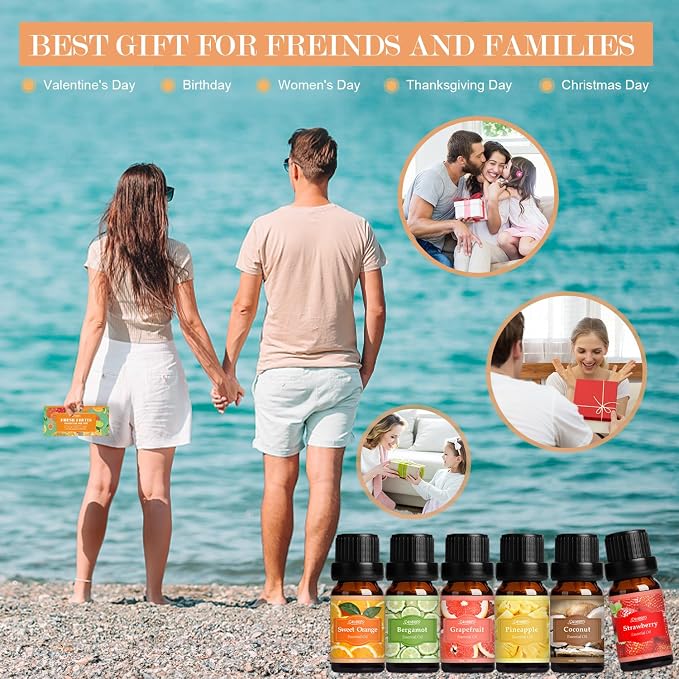 Fresh Fruit Fragrance Oils Set, Essential Oils for Diffuser, Candle, Soap Making - Strawberry, Sweet Orange, Pineapple