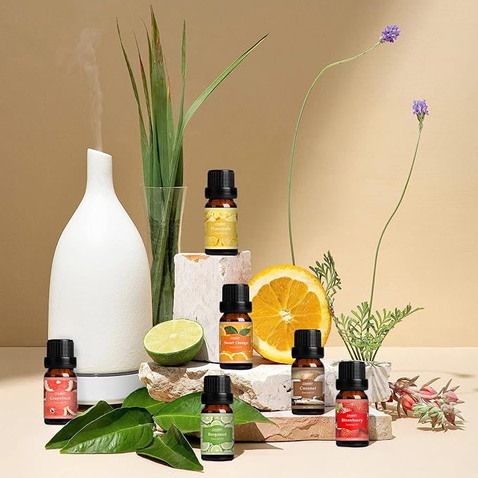 Fresh Fruit Fragrance Oils Set, Essential Oils for Diffuser, Candle, Soap Making - Strawberry, Sweet Orange, Pineapple