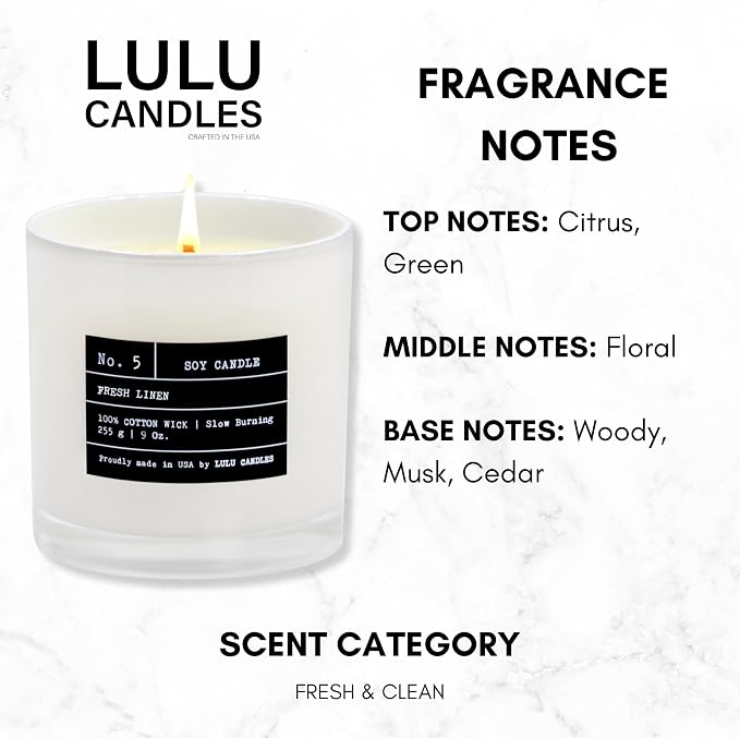 | Fresh Linen | Smells Clean & Crisp | Luxury Scented Soy Jar Candle | Hand Poured in The USA | Highly Scented, alternate