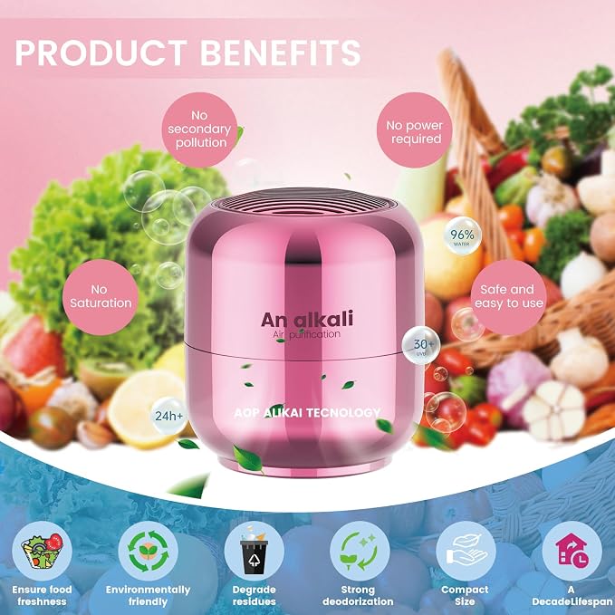Fridge Deodorizer – 2 Pack Refrigerator Odor Eliminator, Lasts 10 Years, fragrance-free Fresh Odor Eliminator Kit, alternate