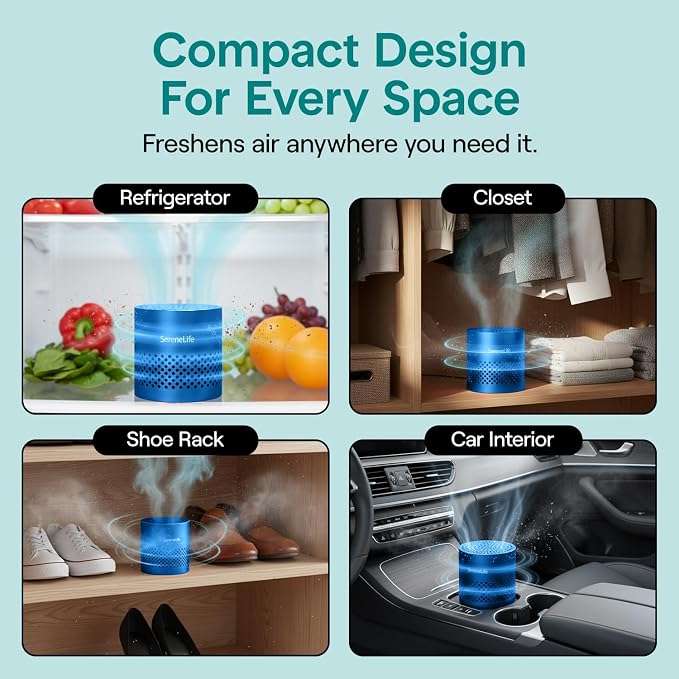 Fridge Deodorizer & Odor Eliminator, Multi-Use Refrigerator Deodorizer Aluminum Pod for Freezer, Closet, Car, Shoes &
