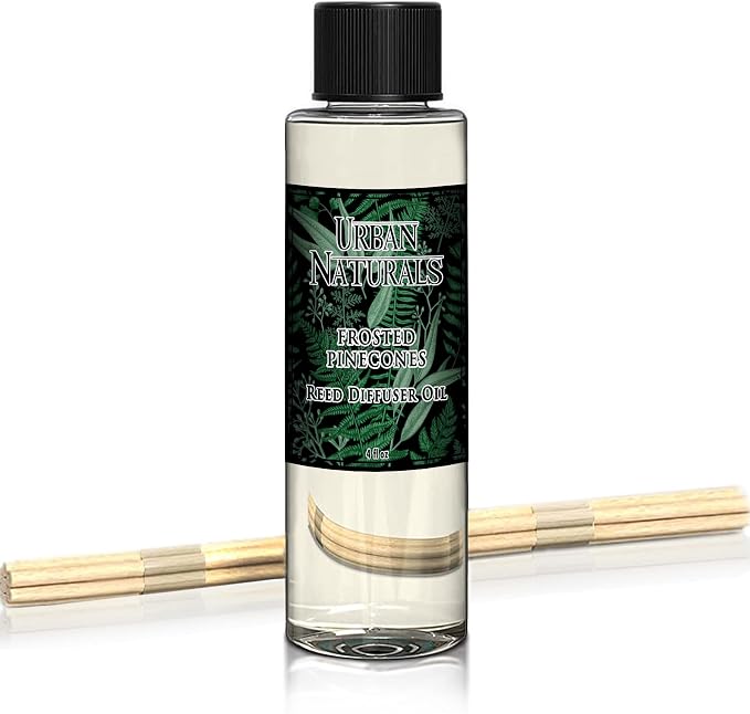 Frosted Pinecones Holiday Oil Reed Diffuser Refill with Free Set of Reed Sticks – Pine, Cinnamon, Clove, Cedar Wood, product