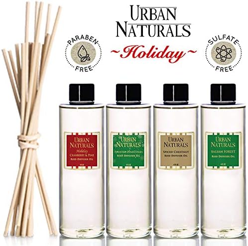 Frosted Pinecones Holiday Oil Reed Diffuser Refill with Free Set of Reed Sticks – Pine, Cinnamon, Clove, Cedar Wood