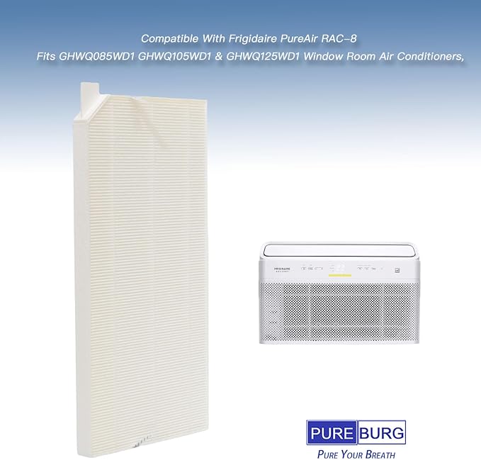 FRPARAC8 Replacement Filter Compatible With Frigidaire PureAir RAC-8 Fits GHWQ085WD1 GHWQ105WD1 & GHWQ125WD1 Window Room Air