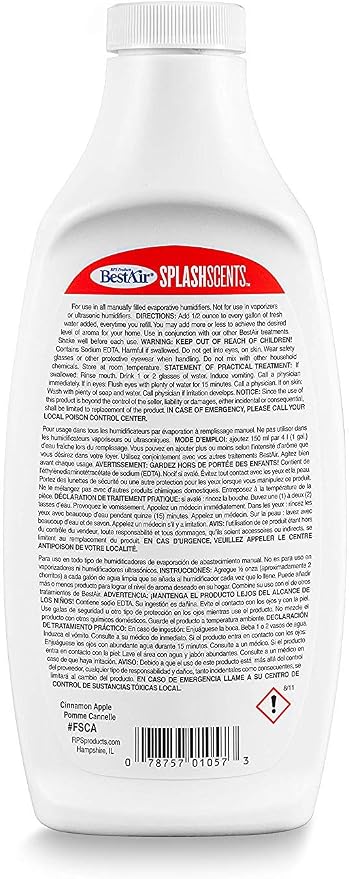 FSCA-PDQ-6 Splash Scents Humidifier Scent & Water Treatment, Cinnamon Apple, 16 fl oz, 6 Pack, alternate product view 2