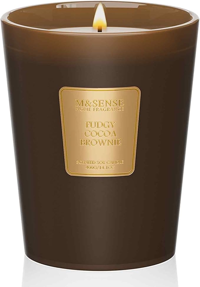 Fudgy Cocoa Brownie Soy Candle, 14.1oz 60H Long Lasting, Aromatherapy Candle for Living Room Cozy New Year Winter