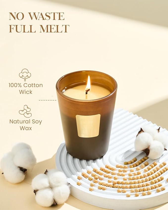 Fudgy Cocoa Brownie Soy Candle, 14.1oz 60H Long Lasting, Aromatherapy Candle for Living Room Cozy New Year Winter
