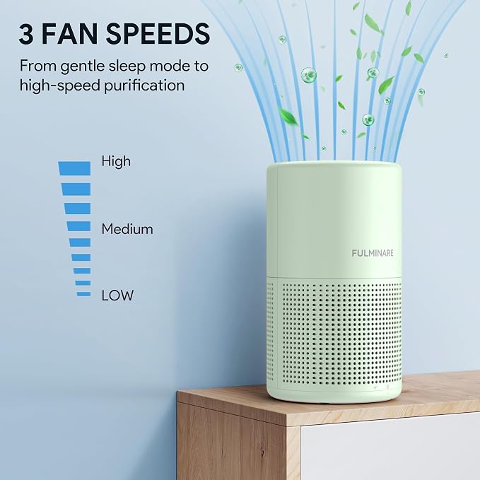 FULMINARE 2 Pack Air Purifiers for Home Bedroom H13 True HEPA Air Purifier, 3 Speeds, Timer, 24dB Quiet Air Cleaner With