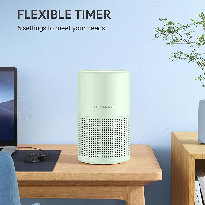 FULMINARE 2 Pack Air Purifiers for Home Bedroom H13 True HEPA Air Purifier, 3 Speeds, Timer, 24dB Quiet Air Cleaner With