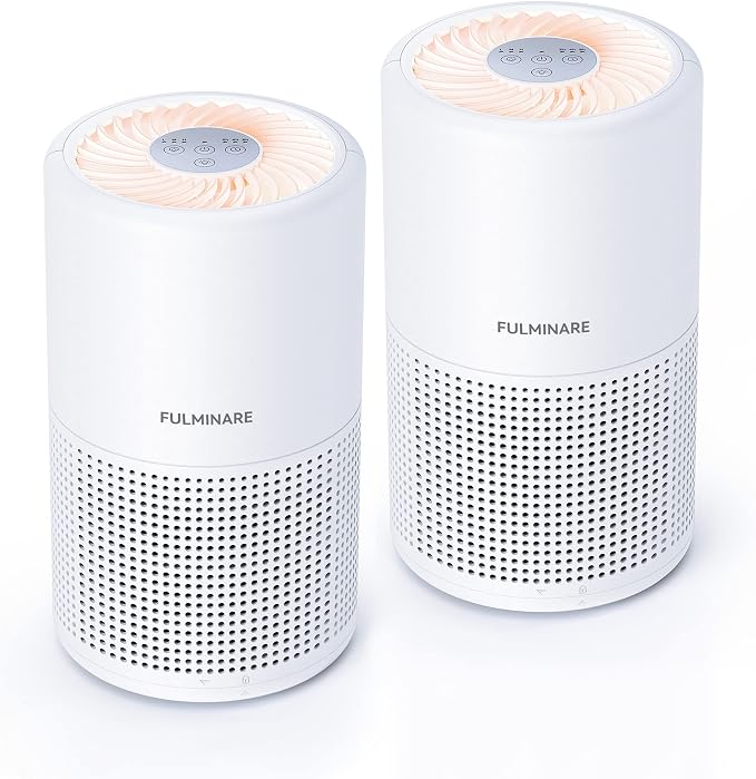 FULMINARE Air Purifiers for Bedroom H13 True HEPA Air Filter Quiet Air Cleaner With Night Light Portable Small Air Purifier
