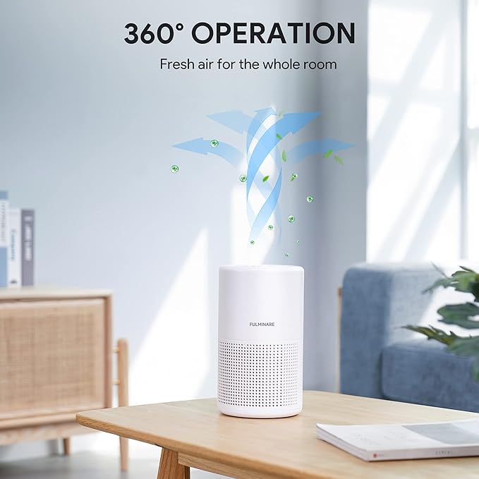 FULMINARE Air Purifiers for Bedroom H13 True HEPA Air Filter Quiet Air Cleaner With Night Light Portable Small Air Purifier