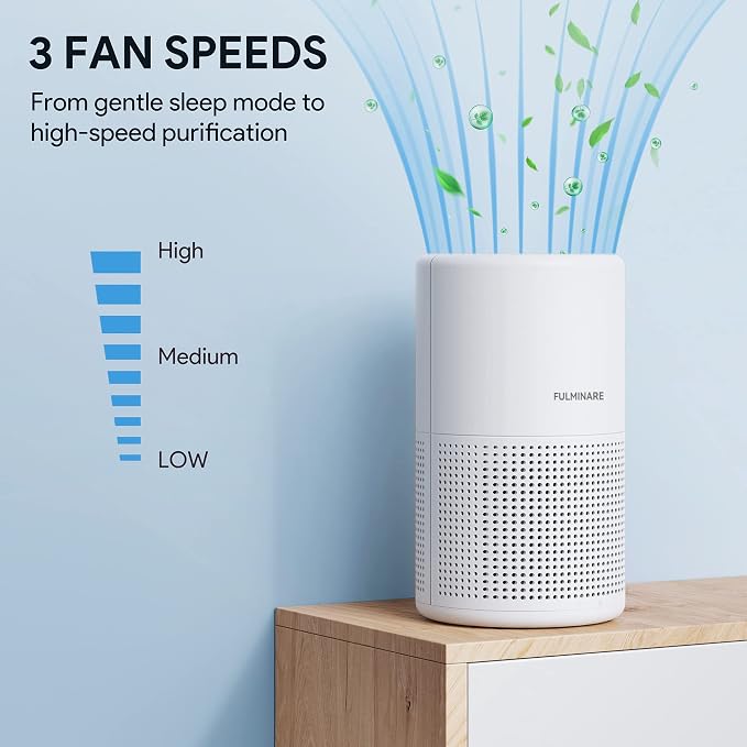 FULMINARE Air Purifiers for Bedroom H13 True HEPA Air Filter Quiet Air Cleaner With Night Light Portable Small Air Purifier