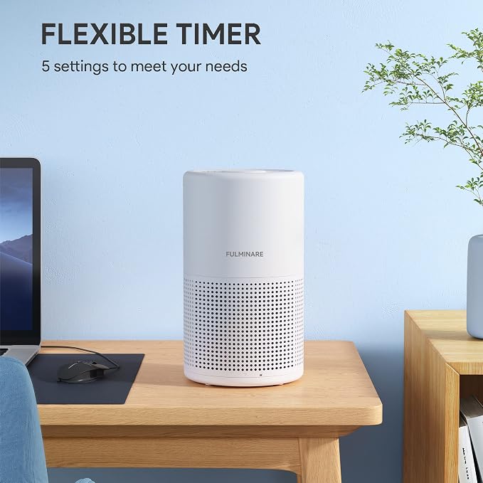FULMINARE Air Purifiers for Bedroom H13 True HEPA Air Filter Quiet Air Cleaner With Night Light Portable Small Air Purifier