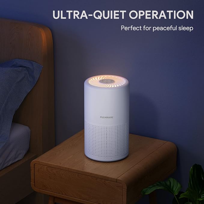 FULMINARE Air Purifiers for Bedroom H13 True HEPA Air Filter Quiet Air Cleaner With Night Light Portable Small Air Purifier