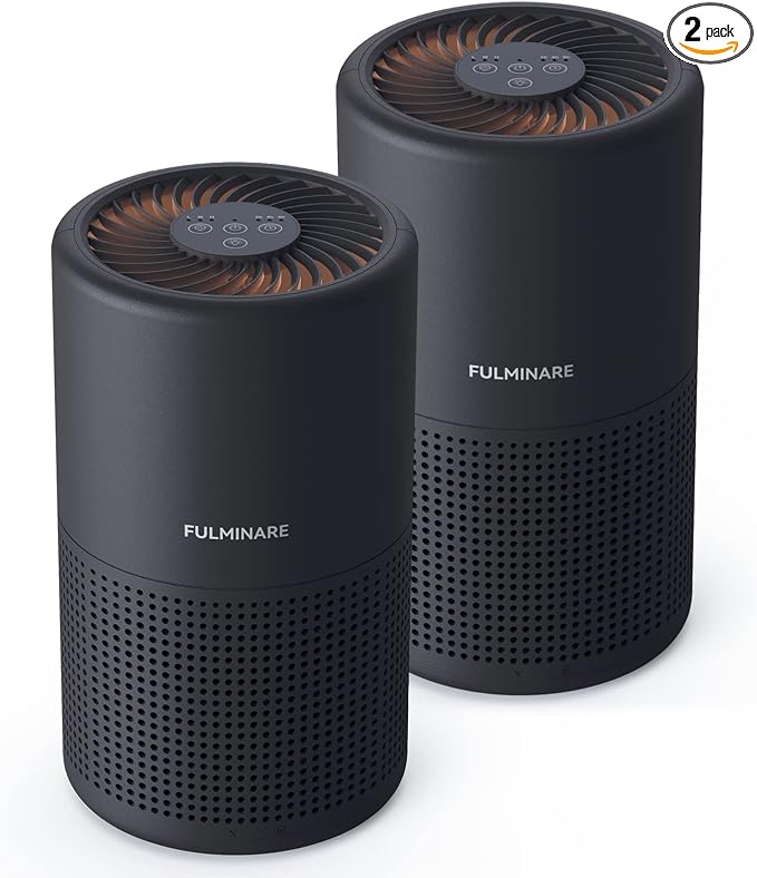 FULMINARE Air Purifiers for Bedroom H13 True HEPA Air Filter Quiet Air Cleaner With Night Light Portable Small Air Purifier