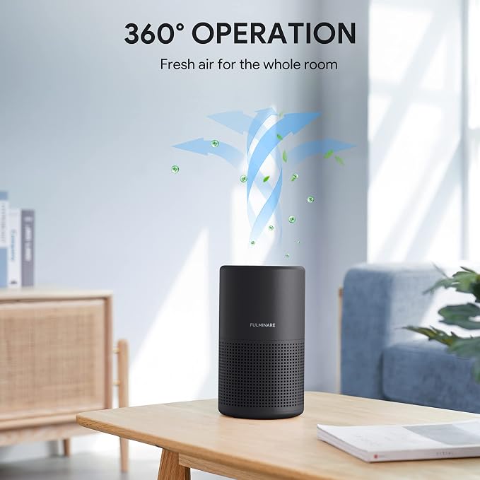 FULMINARE Air Purifiers for Bedroom H13 True HEPA Air Filter Quiet Air Cleaner With Night Light Portable Small Air Purifier